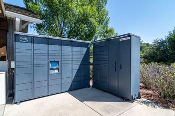 the lockers are in front of a house
